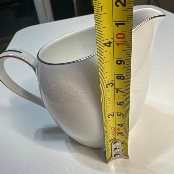 Replacement piece-Creamer  Enchantment Silver trim white flower print  10 oz - Picture 6 of 9